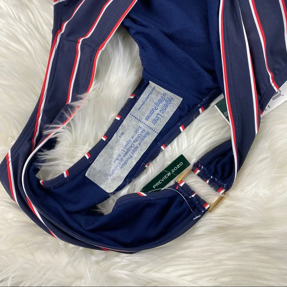 Lauren Ralph Lauren Dylan Stripe Navy Hipster Bikini Bottom Size 16 NWT - Picture 7 of 7